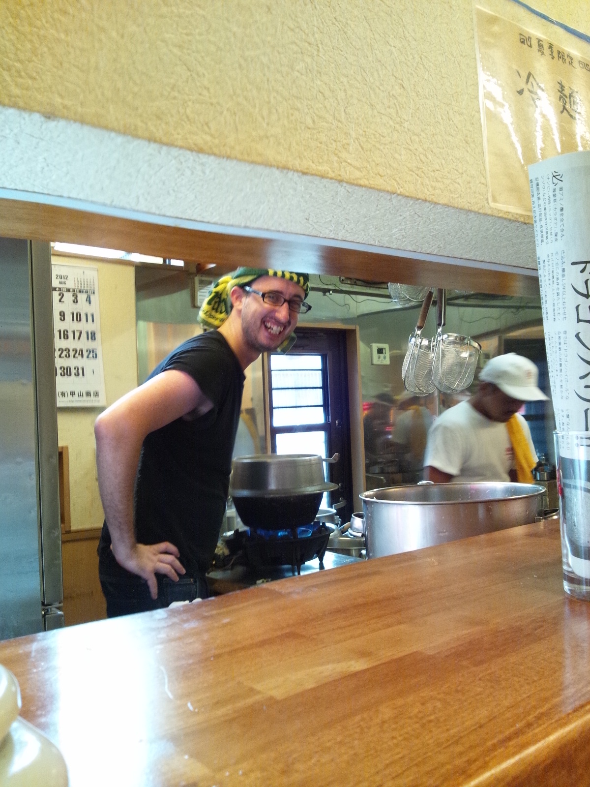 Kayne working in a Nishijin, Fukuoka ramen shop Kayne working in a Nishijin, Fukuoka ramen shop