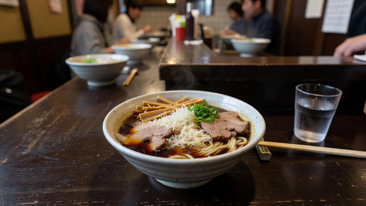 Seabura Niboshi Soba (背脂煮干しそば・特製トッピング) at Seabura no Kami Mibu Honten Seabura Niboshi Soba (背脂煮干しそば・特製トッピング) at Seabura no Kami Mibu Honten