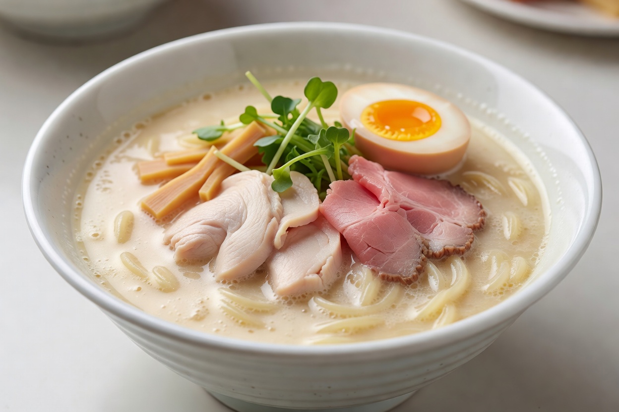 Shishimaru Paitan Ramen (獅子丸ぱいたんらぁめん - Frothy chicken latte) at Menya Shishimaru Shishimaru Paitan Ramen (獅子丸ぱいたんらぁめん - Frothy chicken latte) at Menya Shishimaru