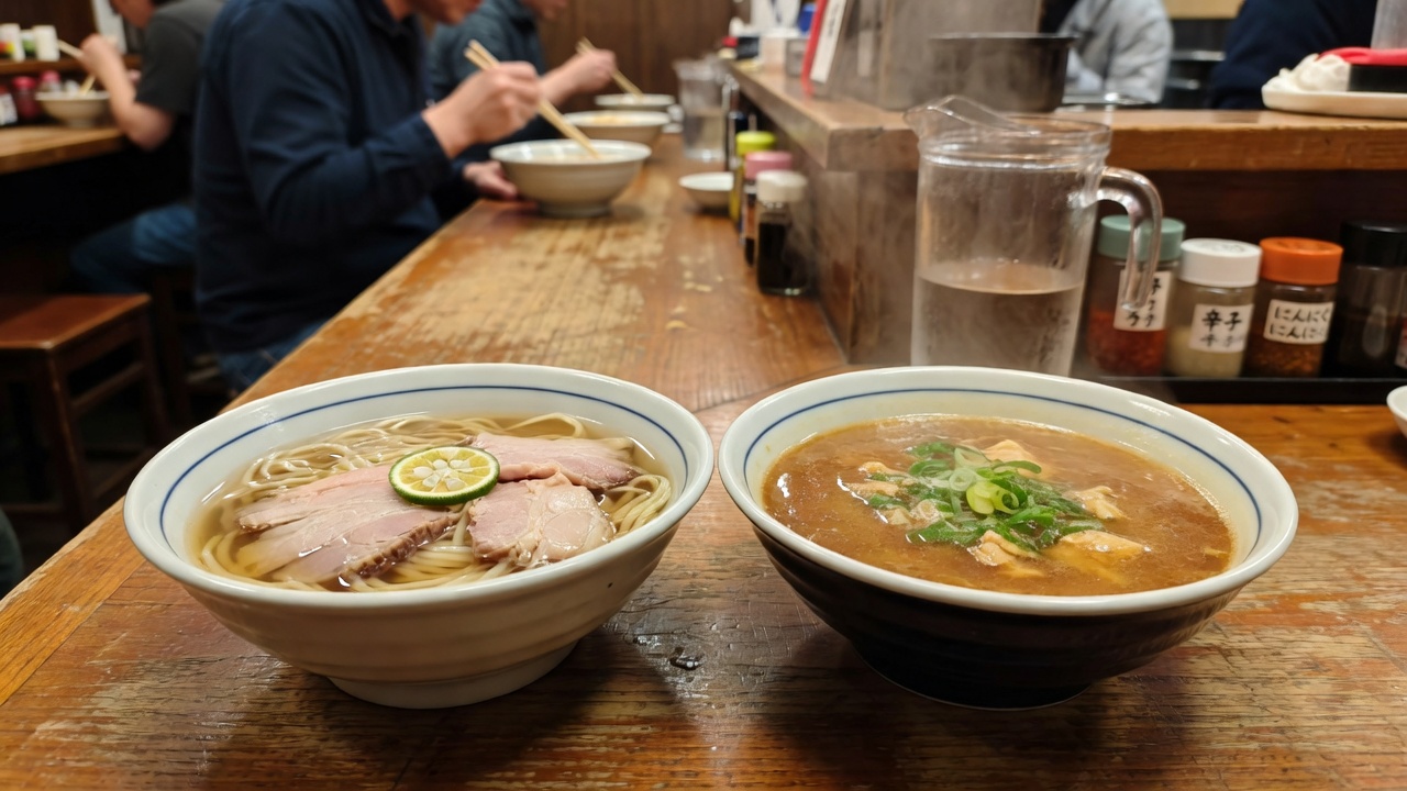 Spicy Cold Hiroshima Tsukemen with Boiled Cabbage and Cucumber at Hiroshima Tsukemen Honpo Bakudan Ya Eki Ten