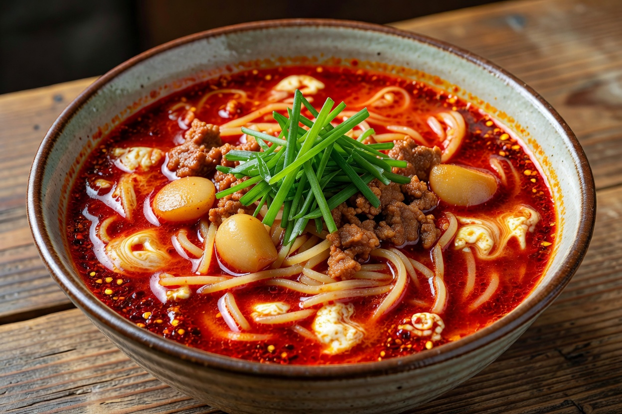 汁なし担担麺 (Hiroshima brothless tantanmen with spicy sesame paste, chili oil, and ground sansho pepper) at Sasso Bettei 汁なし担担麺 (Hiroshima brothless tantanmen with spicy sesame paste, chili oil, and ground sansho pepper) at Sasso Bettei