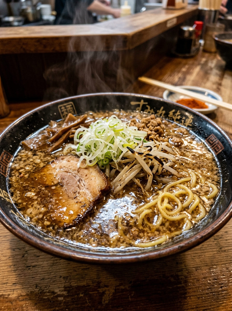 Miso Ramen (味噌ラーメン) with Wok Lard Seal at Ramen Yoshi