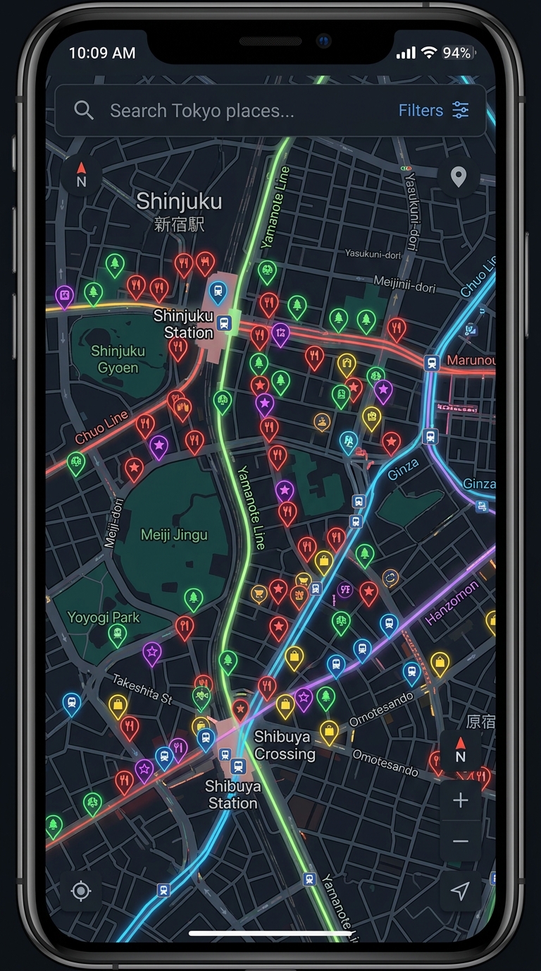 Tokyo Ramen Guide Mockup on Google Maps